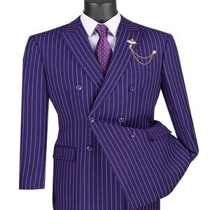Purple Prom Suit - Purple Prom Outfit - Pinstripe Wide Purple Prom Tuxedo
